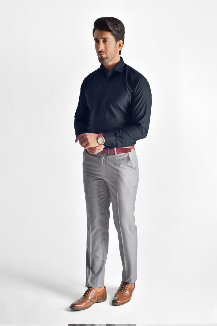 Nevian Midnight Blue Textured Shirt