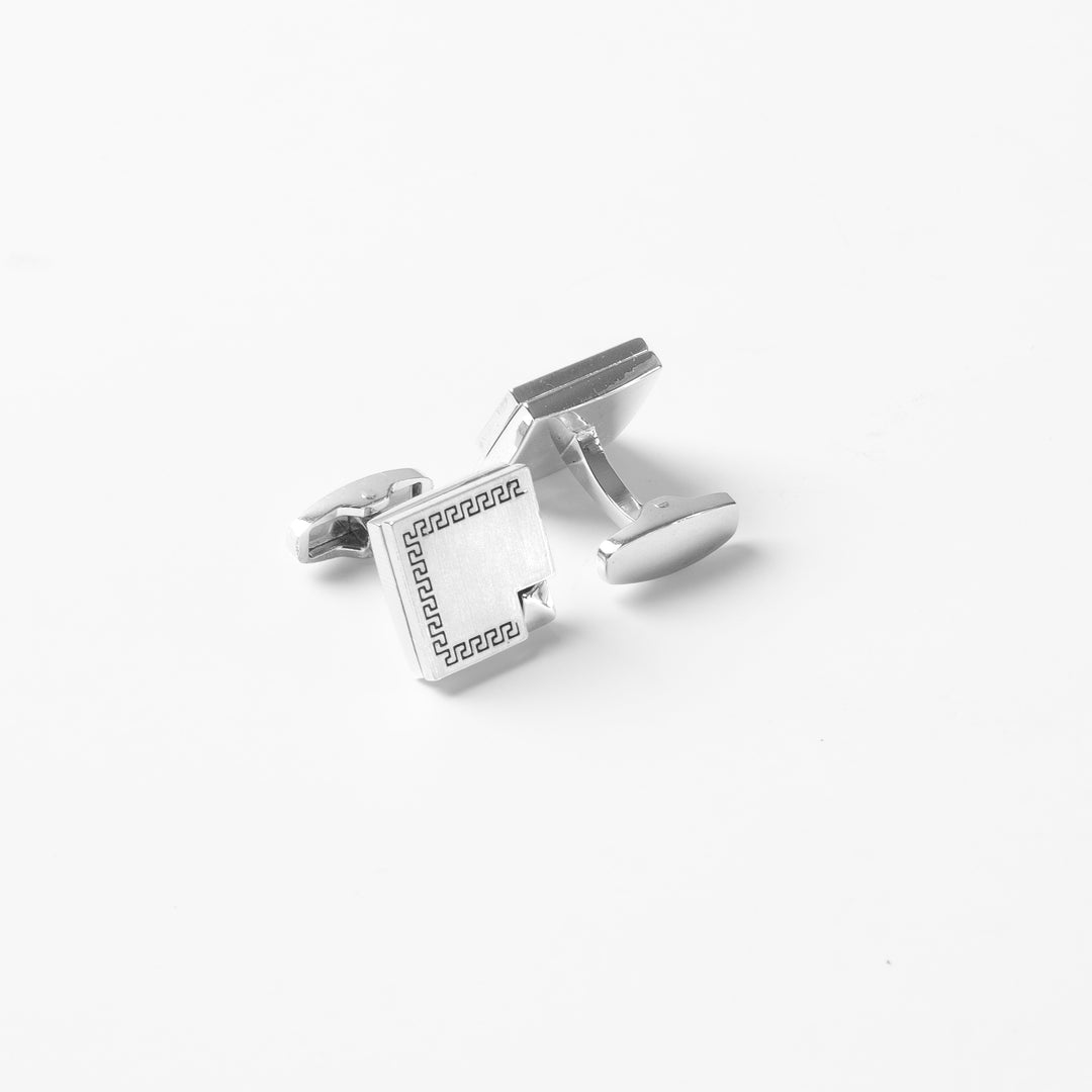 Engraved Diamante Square Cufflinks