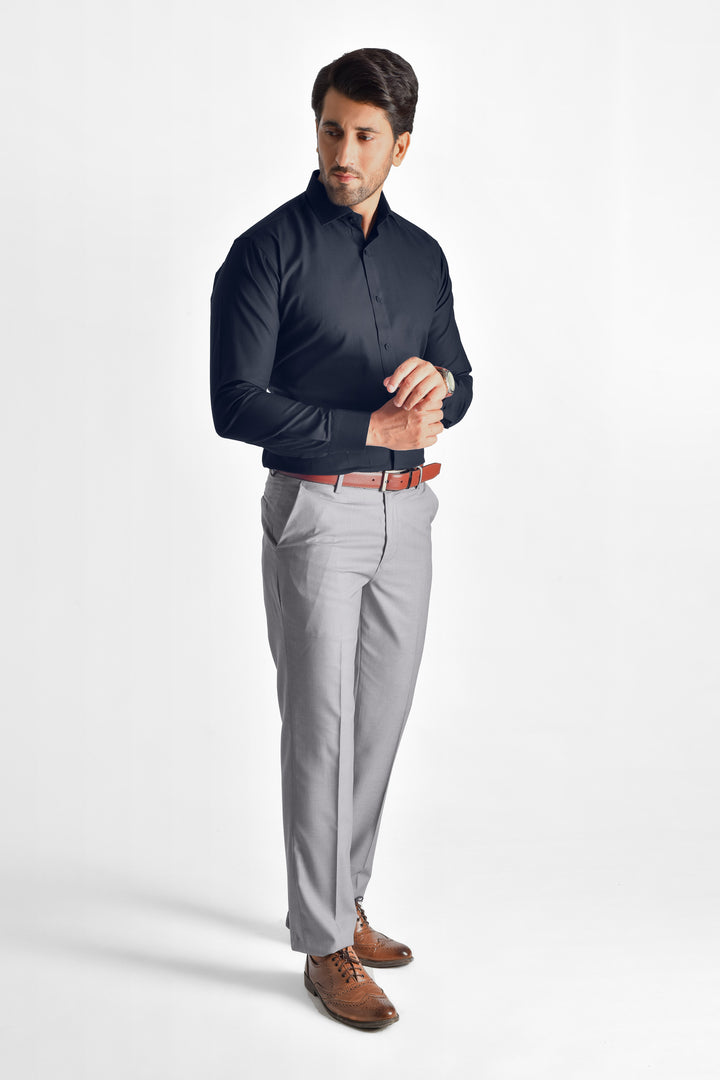 Nevian Midnight Blue Textured Shirt