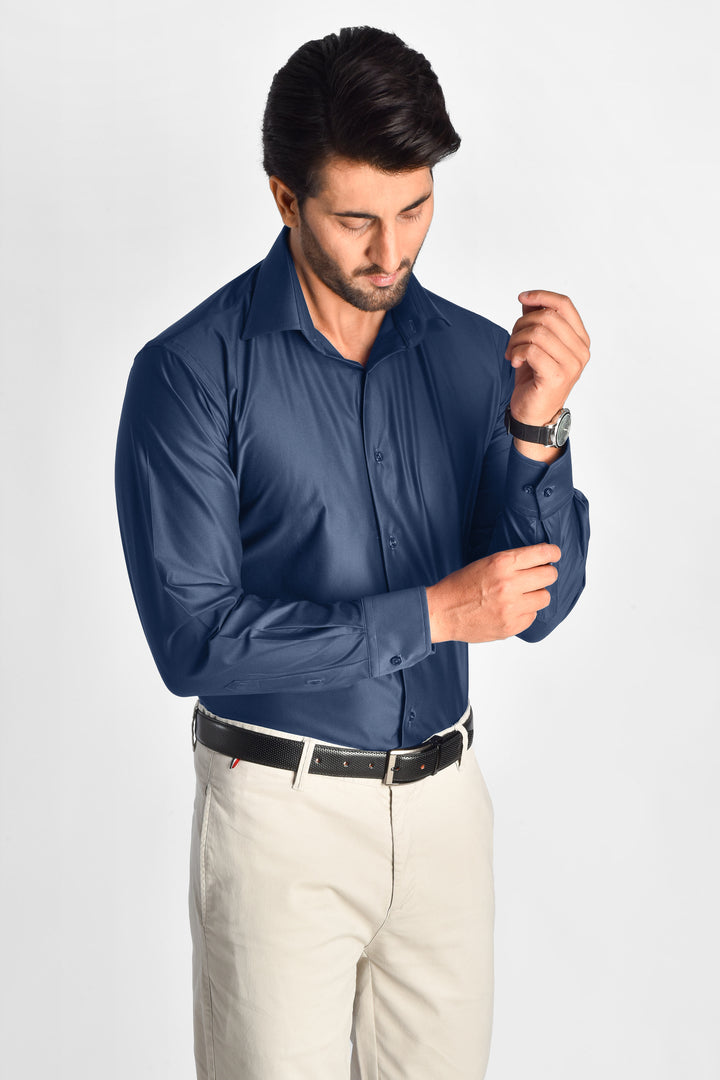 Stretch Navy Blue Shirt