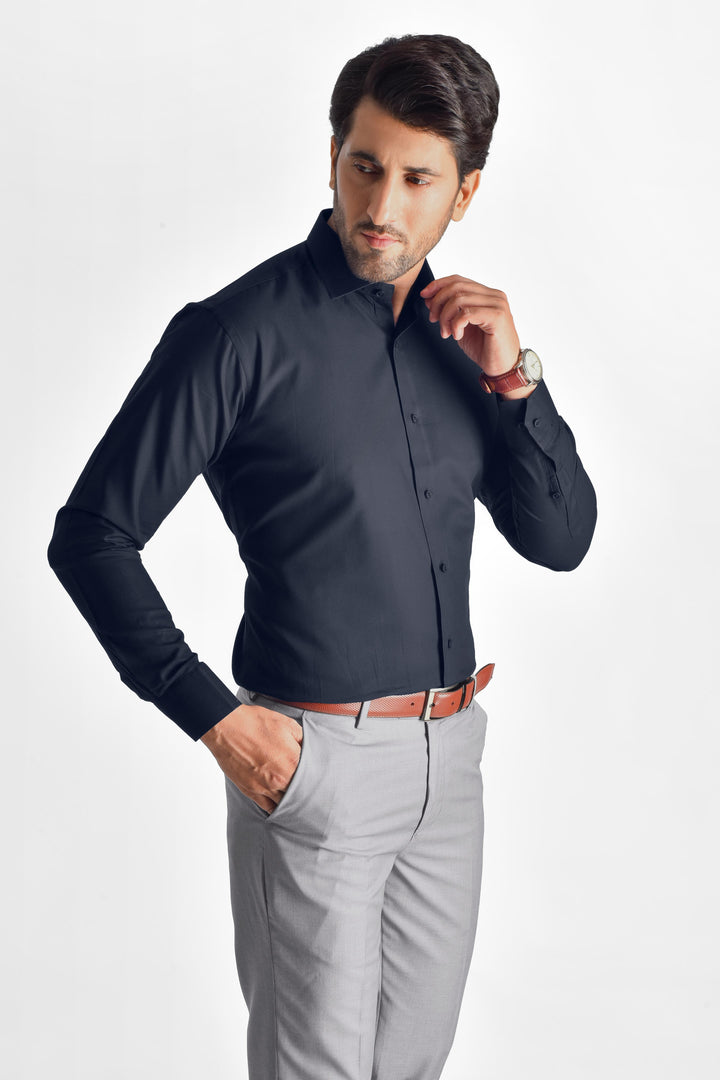 Nevian Midnight Blue Textured Shirt