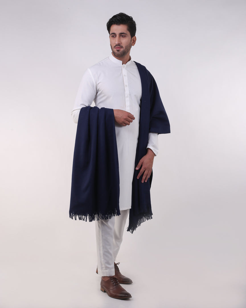All Wool Navy Shawls With Cashmere Finish