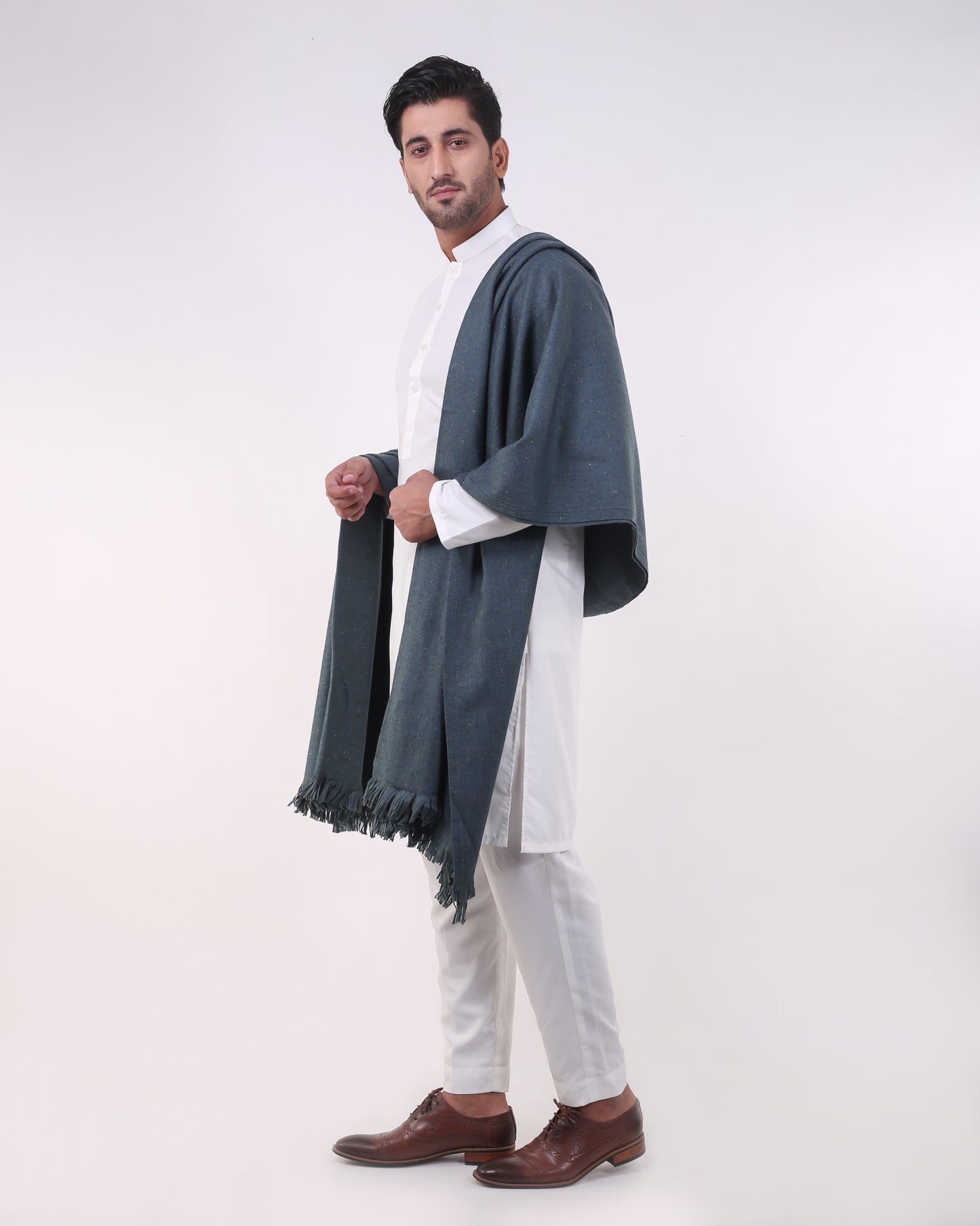 All Wool Dark Stale Colored Neps Shawls