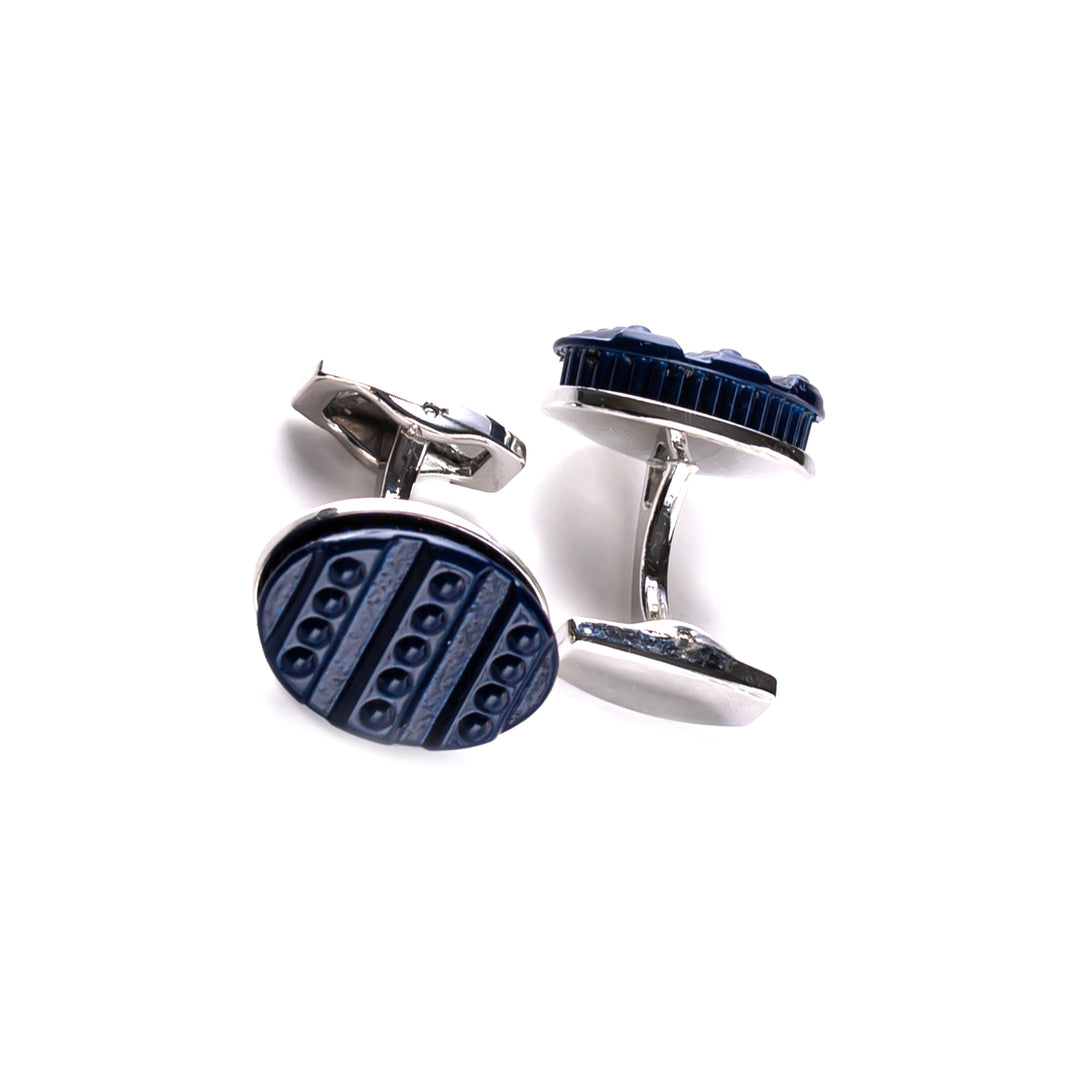 Oval Blue Textured Cufflinks