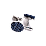 Oval Blue Textured Cufflinks
