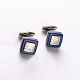 Square Golden Blue Cufflinks