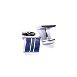 Square Blue Striped Cufflinks