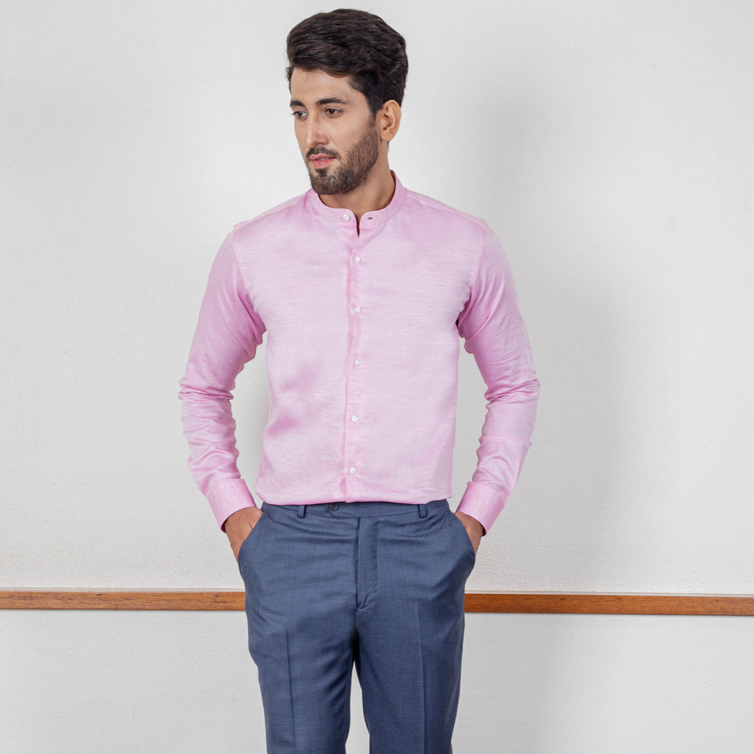 Chambray Blended Shirt Pink