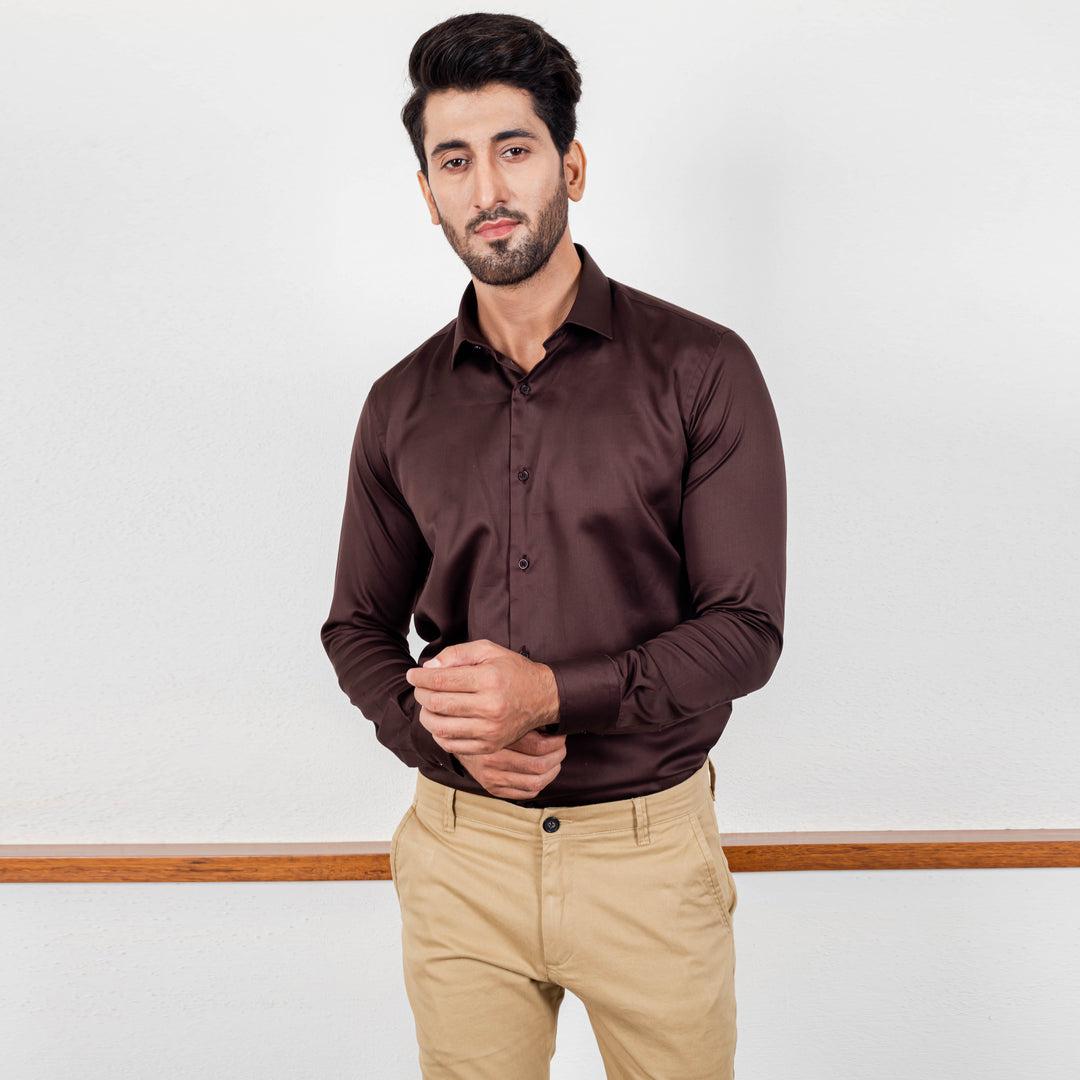OKT Satin Cotton Shirt Brown
