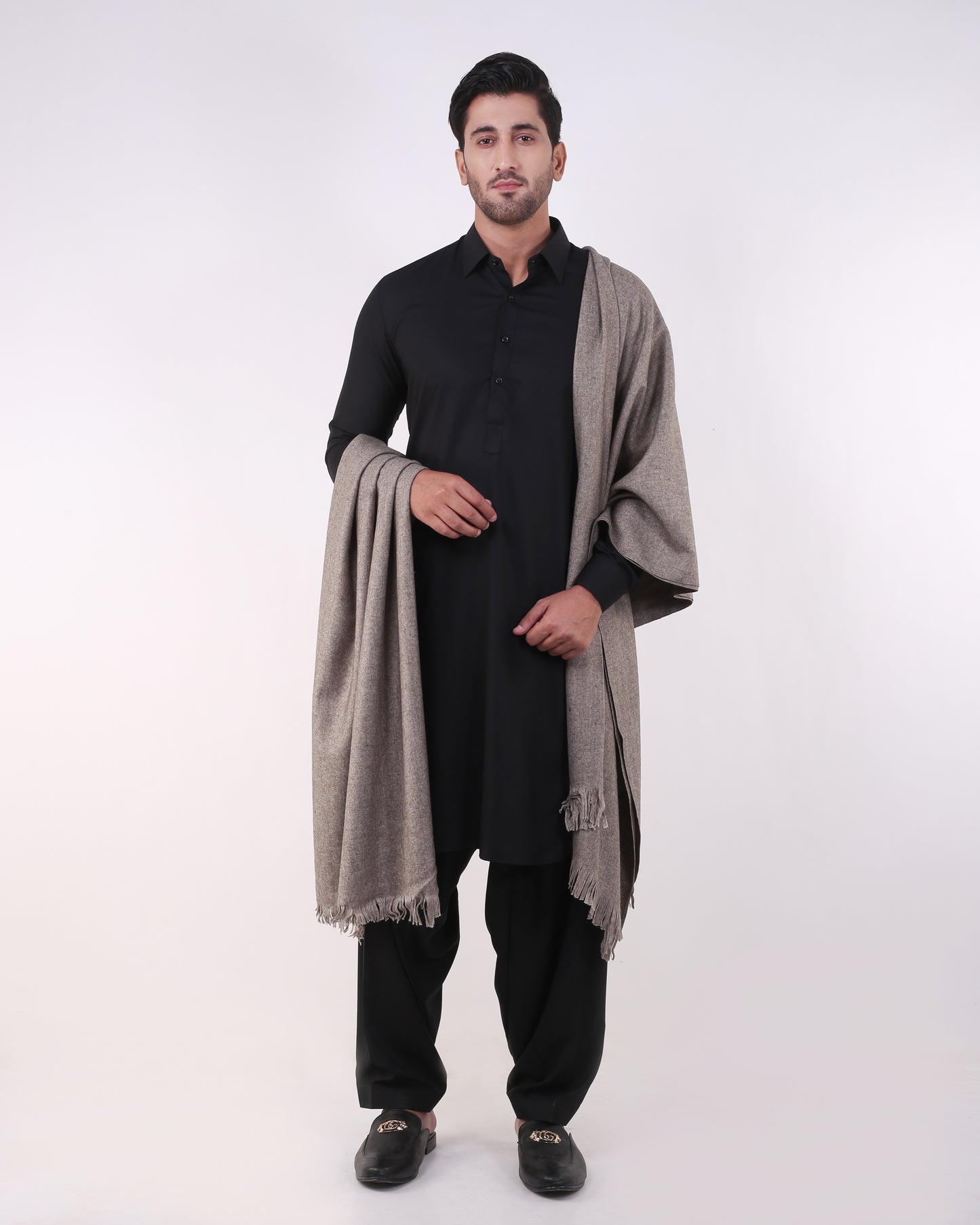 All Wool Briarsmoke Brick Slub Shawl