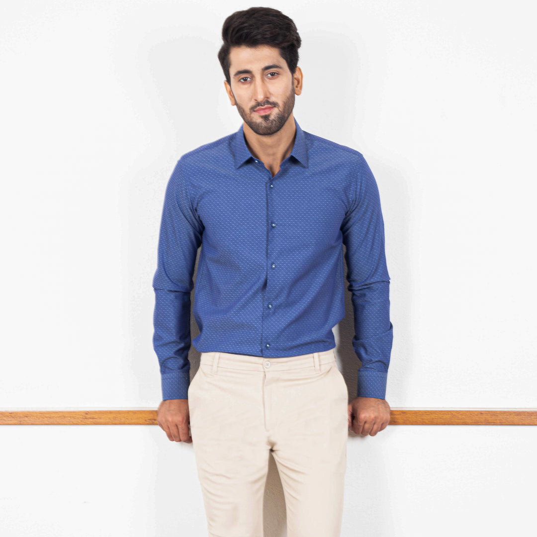 Dotted Pattern Shirt Faded Denim