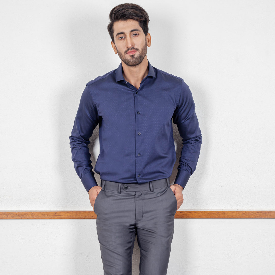 Dotted Pattern Shirt Denim Blue