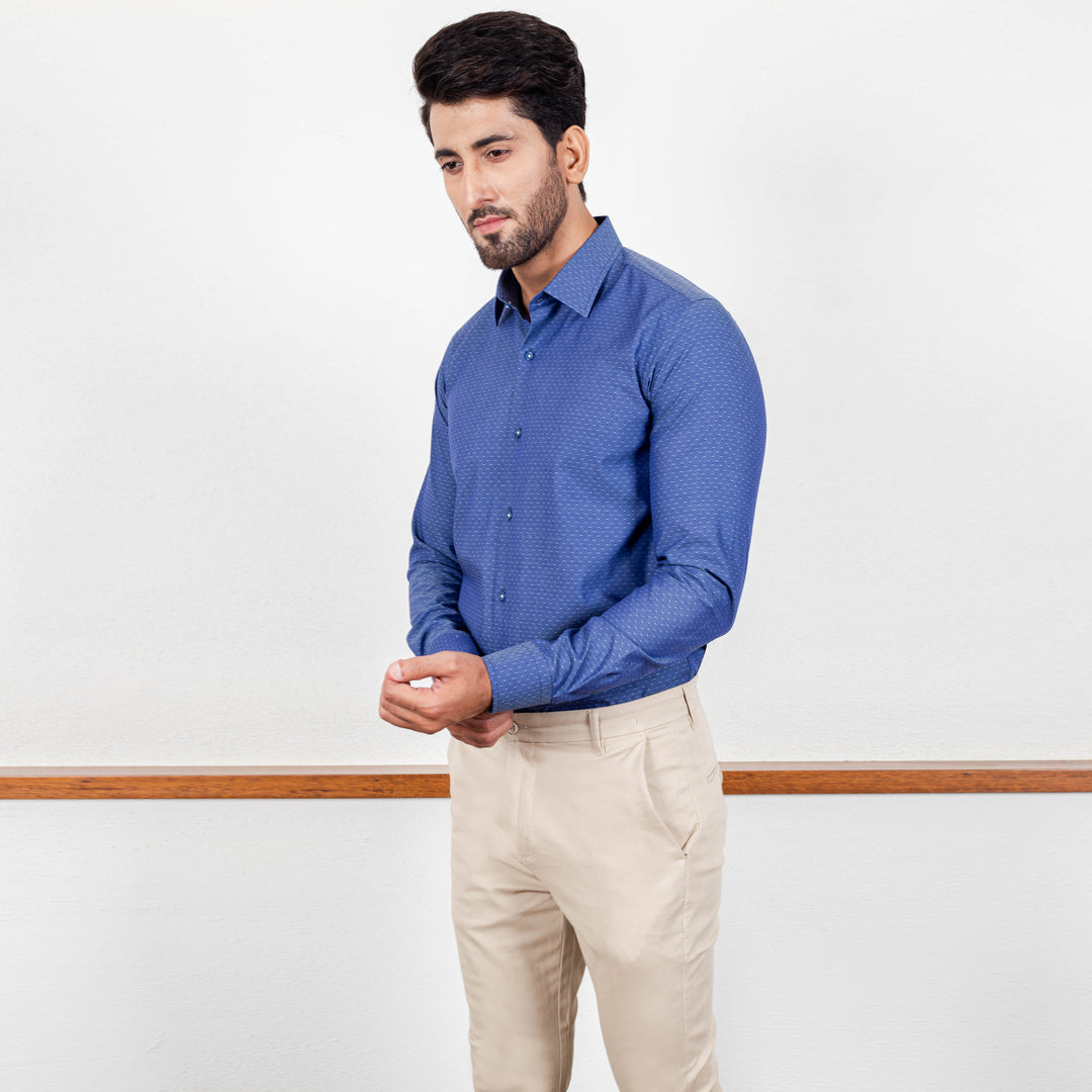 Dotted Pattern Shirt Faded Denim