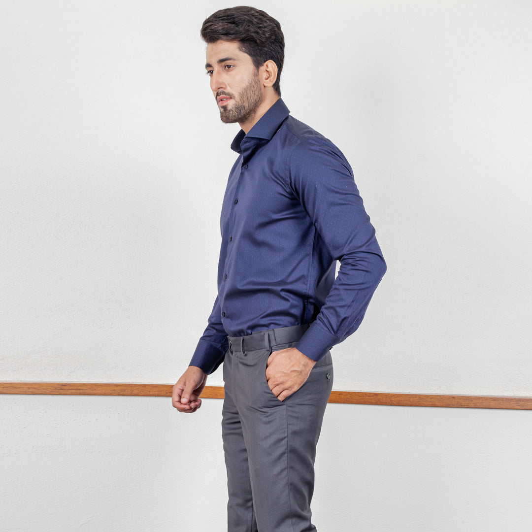Dotted Pattern Shirt Denim Blue
