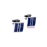Square Blue Striped Cufflinks