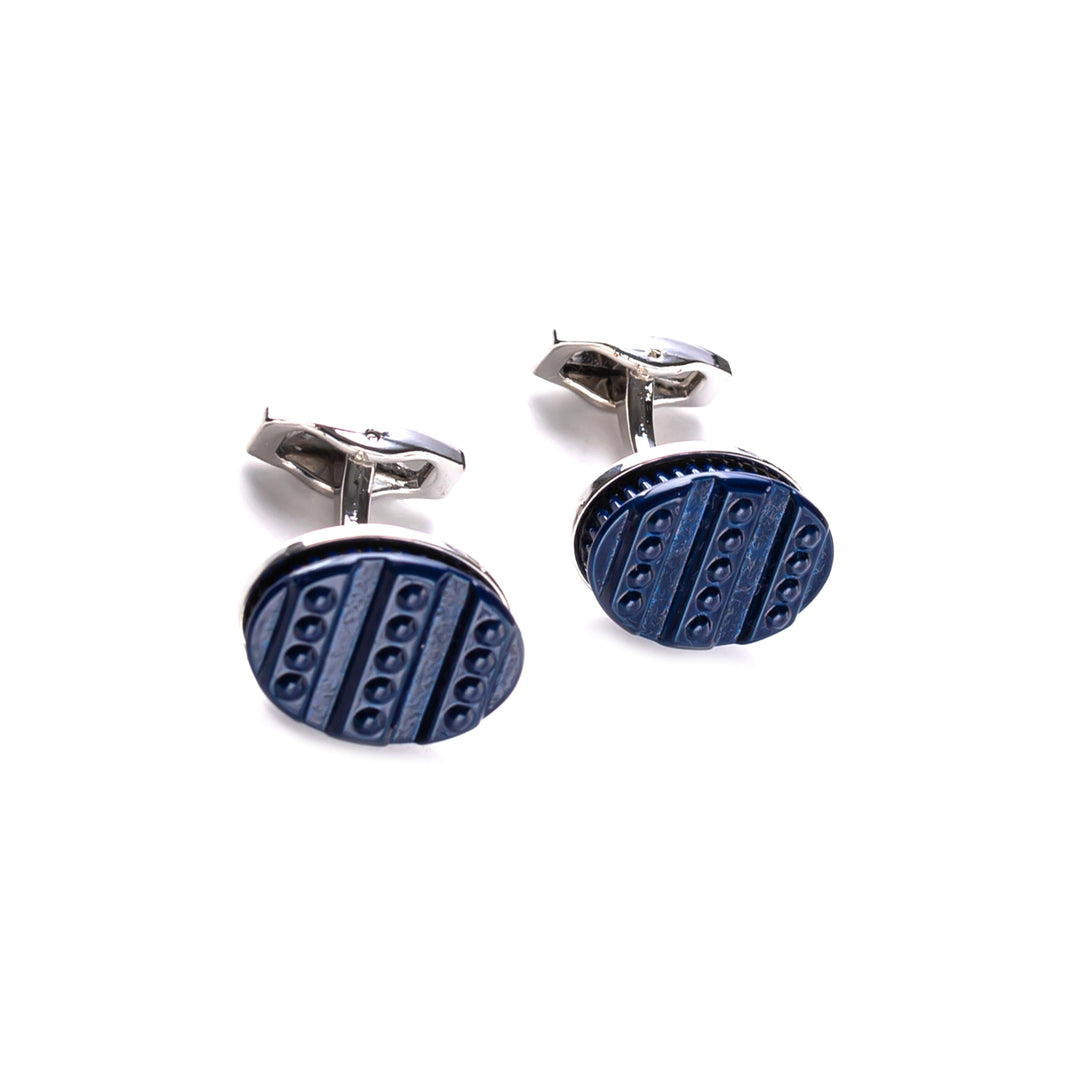 Oval Blue Textured Cufflinks