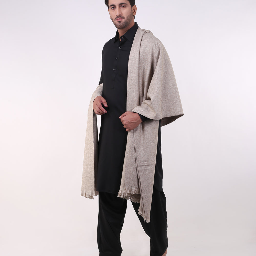 All Wool Buttermilk Beige Brick Slub Shawl