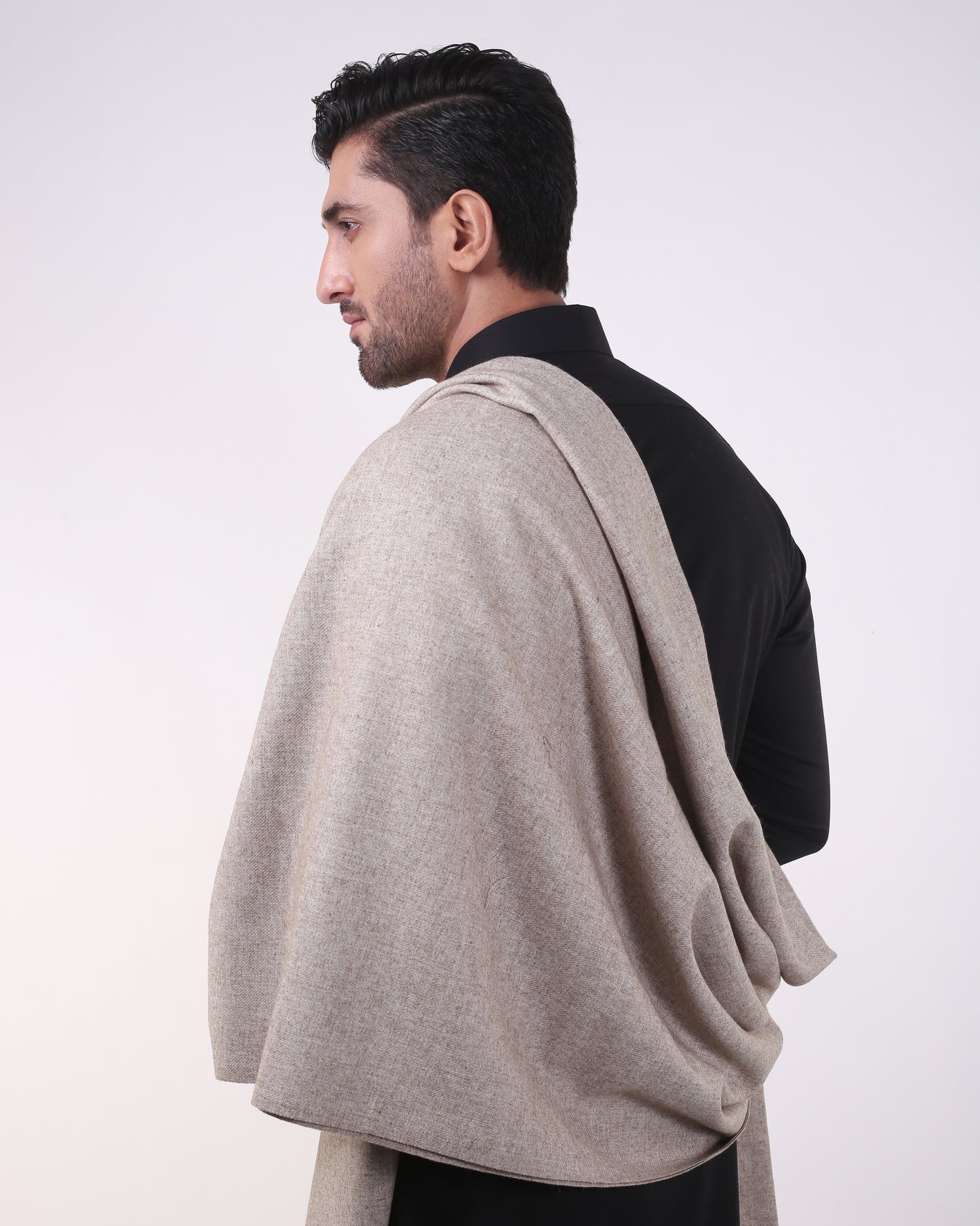 All Wool Buttermilk Beige Brick Slub Shawl