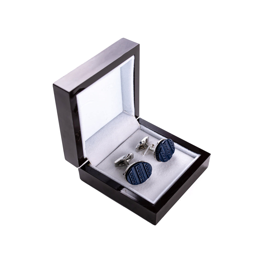 Oval Blue Textured Cufflinks