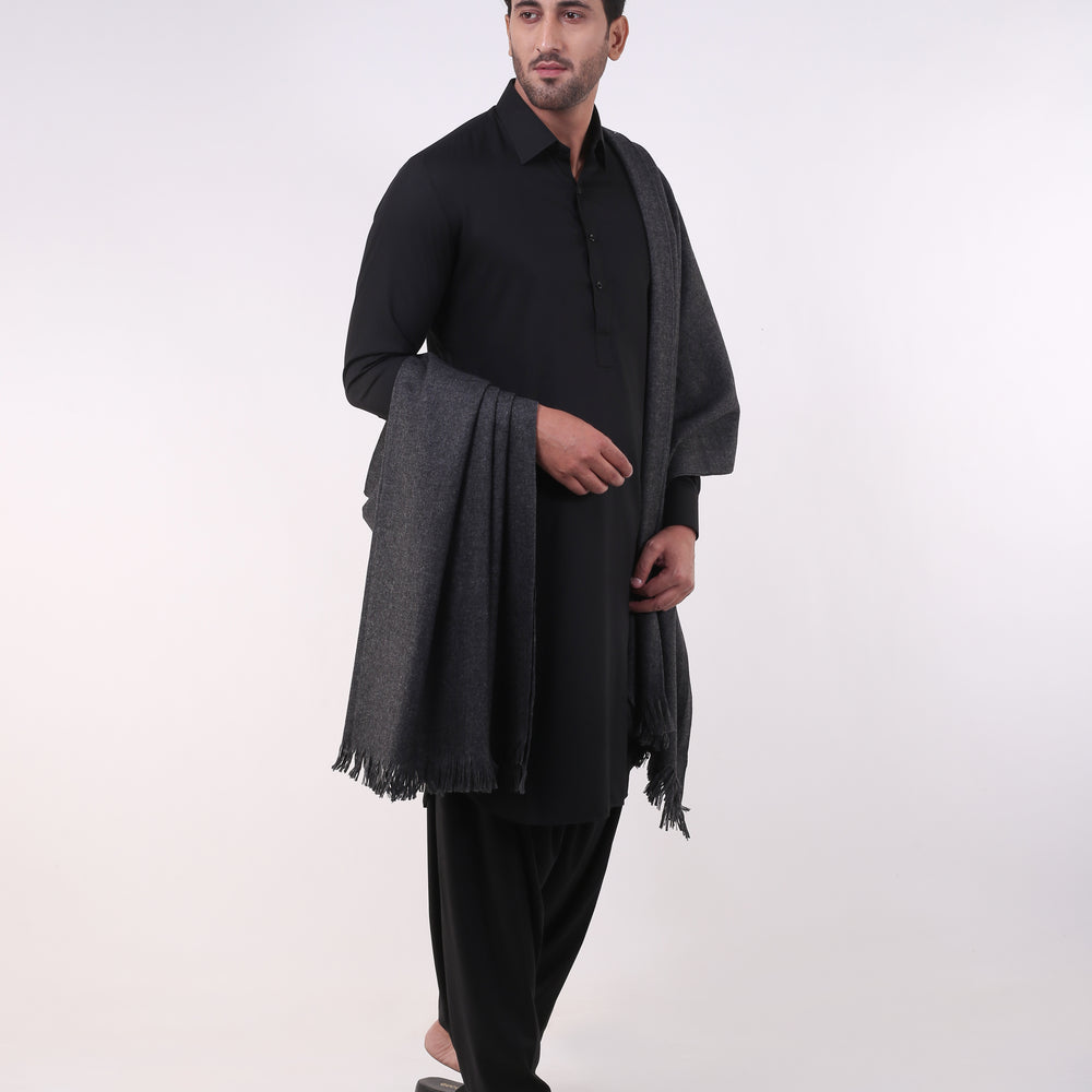 All Wool Charcoal Brick Slub Shawls