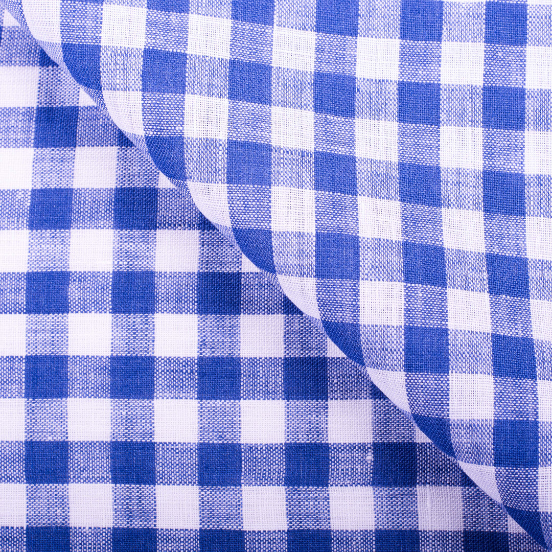 Cotton Large Check Shirt Blue