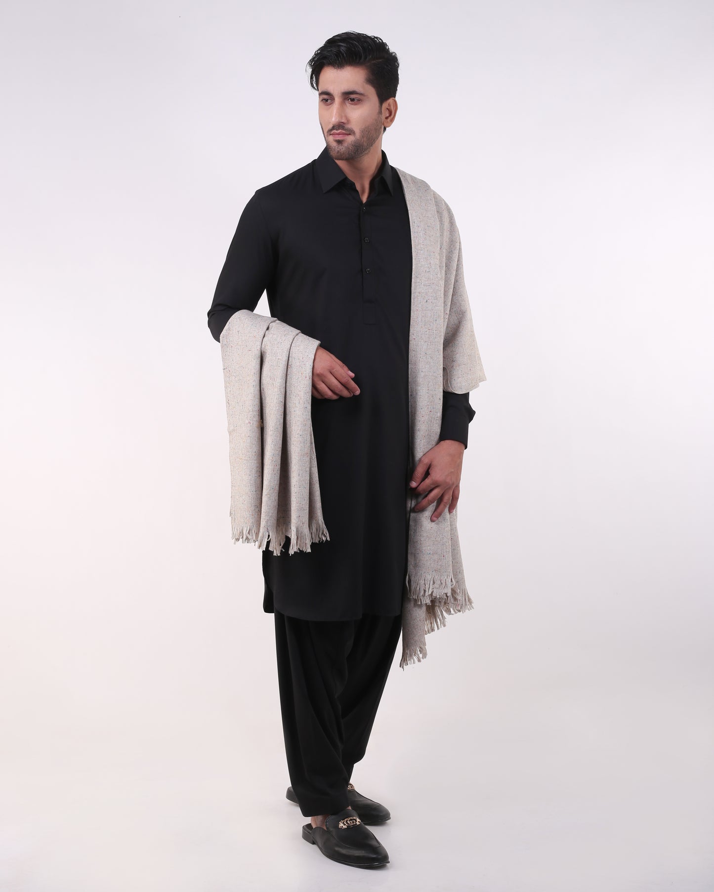 All Wool White Spruce Bricks Shawls Colored Neps
