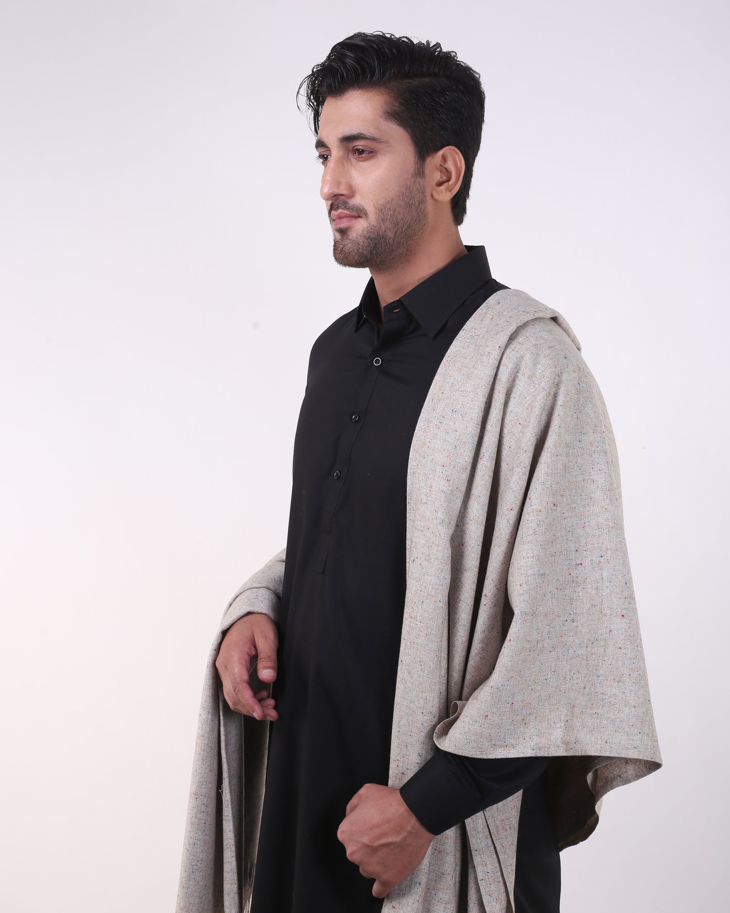 All Wool White Spruce Bricks Shawls Colored Neps