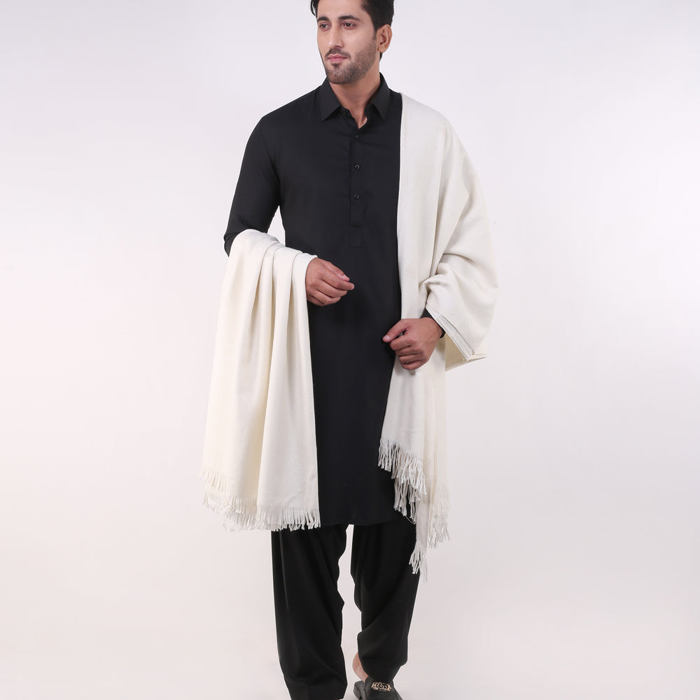 All Wool Cream Shawls With Cashmere Finish