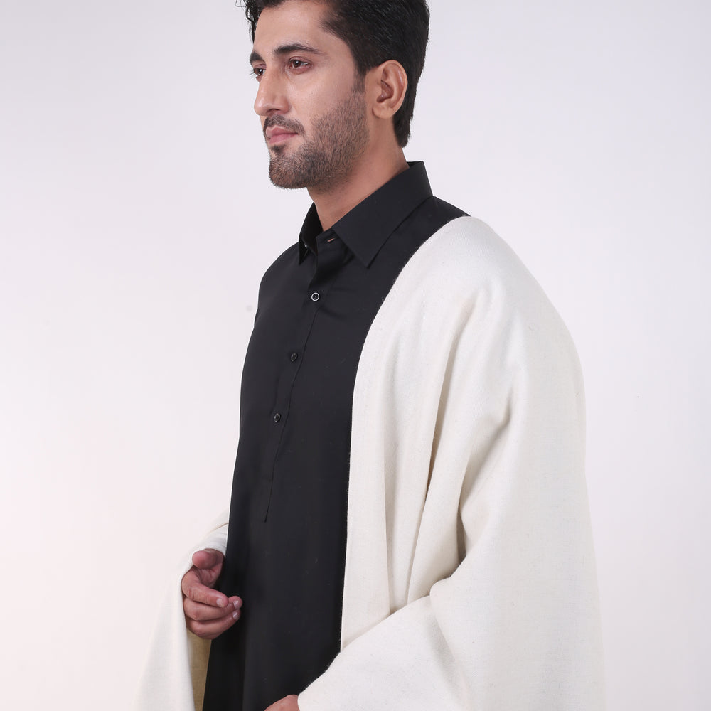All Wool Cream Shawls With Cashmere Finish