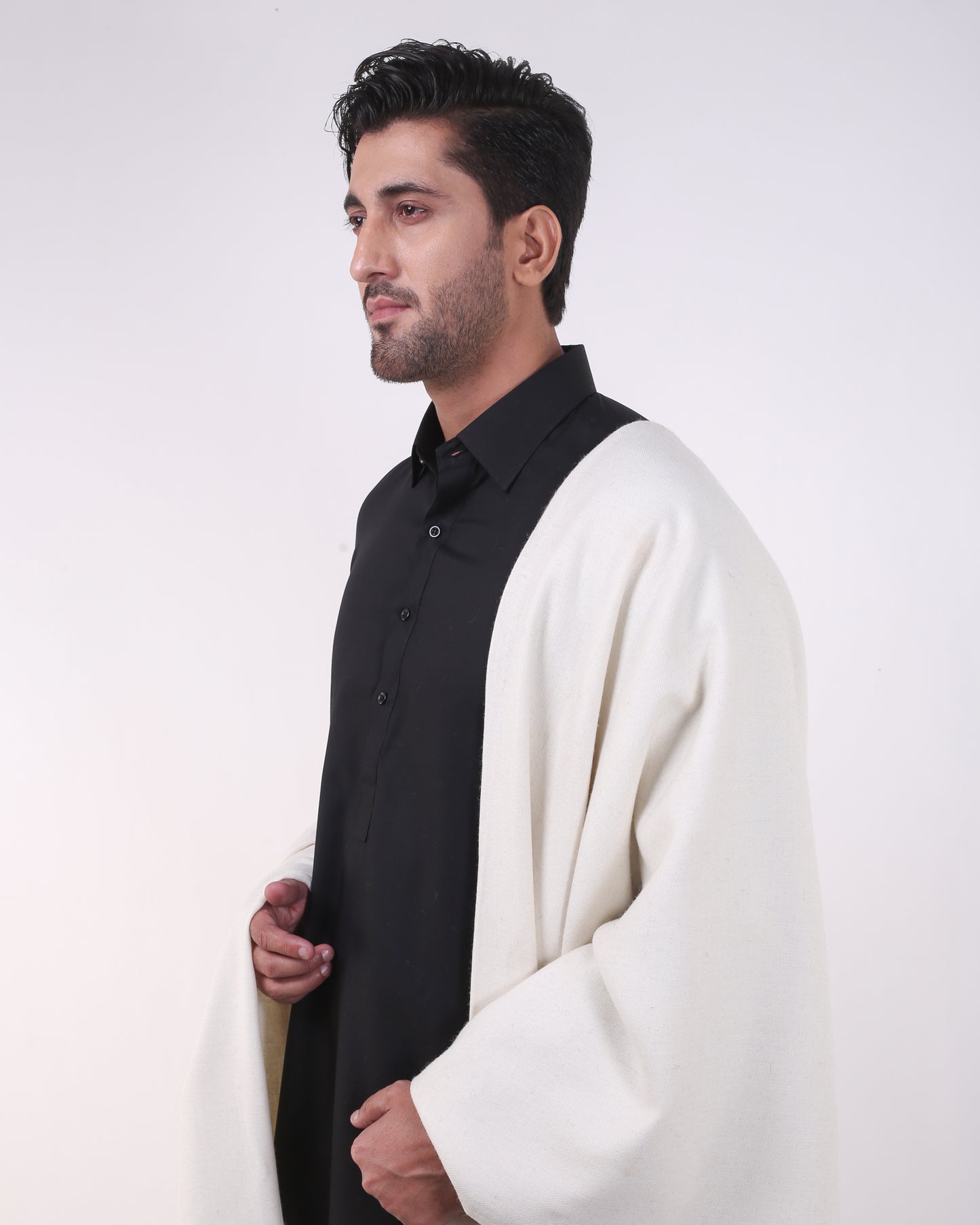 All Wool Cream Shawls With Cashmere Finish