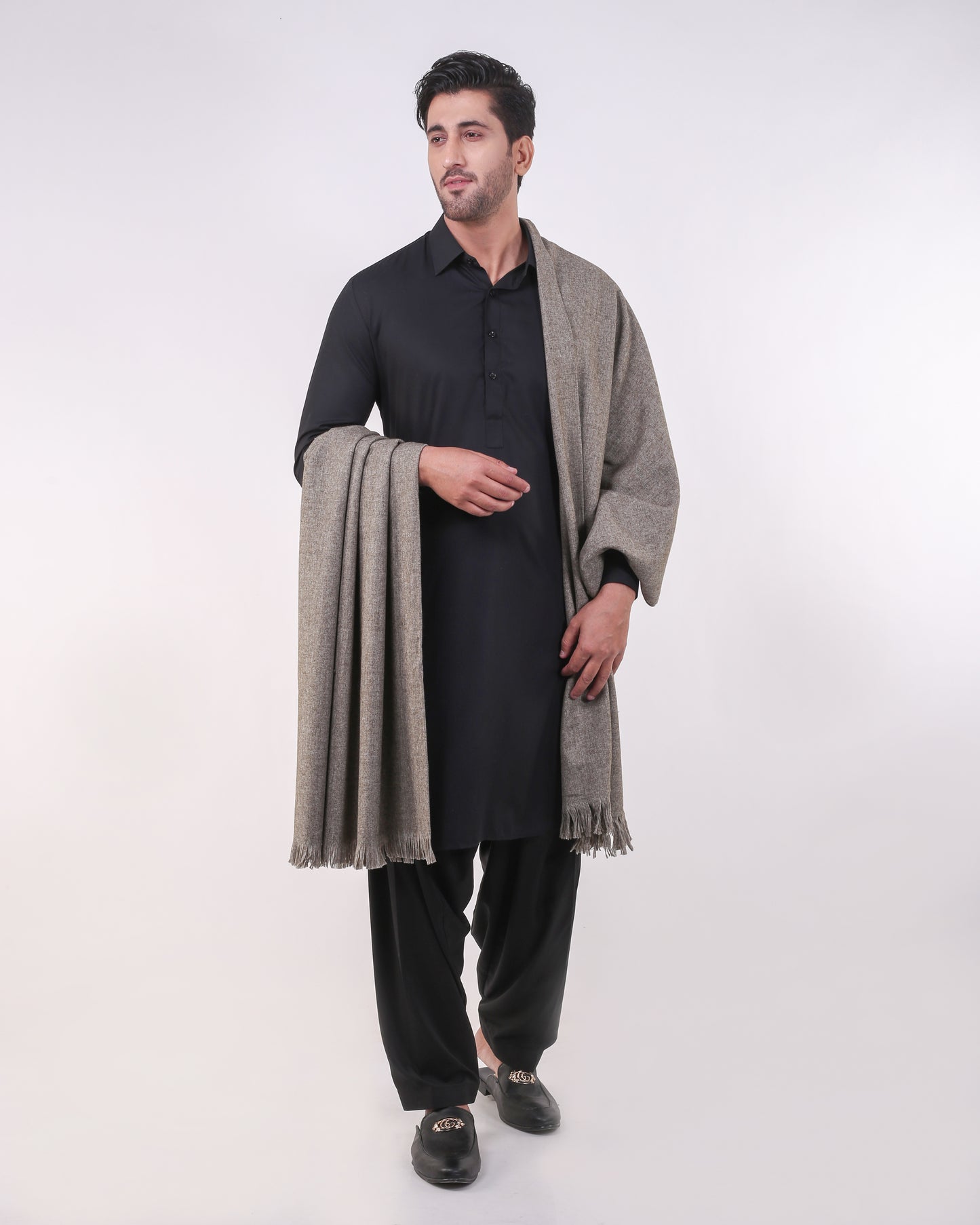 All Wool Cotswold Grey Brick Slub Shawls