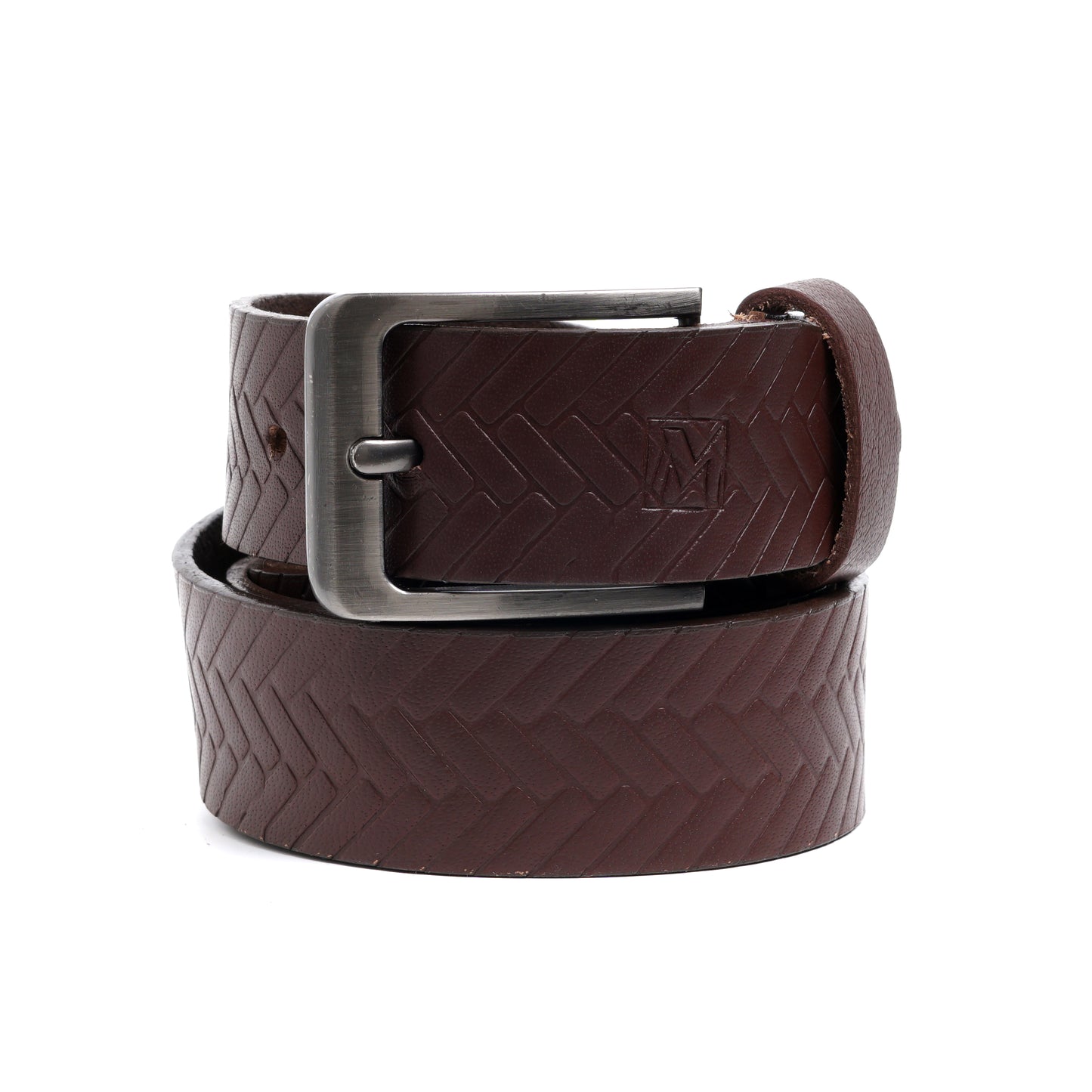 Herringbone Casual Belt Brown