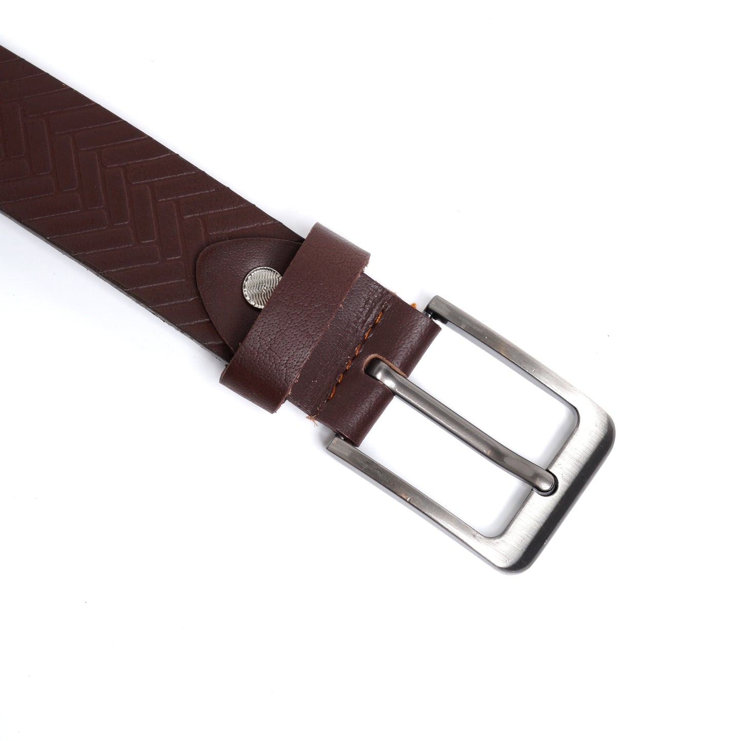 Herringbone Casual Belt Brown