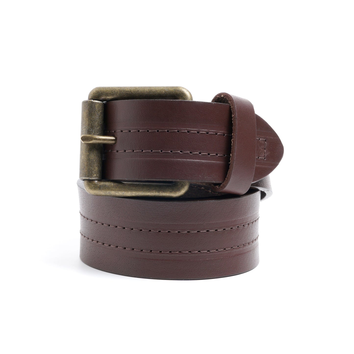 Dual Front Stitch Belt Brown