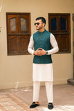 Emerald Green Self Design Waistcoat