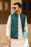 Emerald Green Self Design Waistcoat